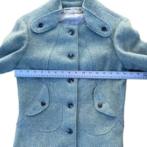 Daniel Hechter Vintage Herringbone Tweed Wool Jacket Blue Women's Small (S) - Picture 5 of 7